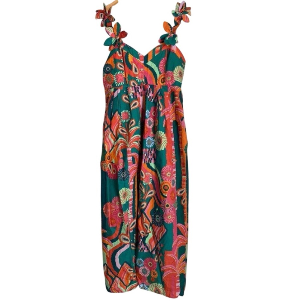 FARM RIO Anthropologie Pleated Palm Midi Pockets Dress, Size 2X Brand New SOO - Picture 13 of 16